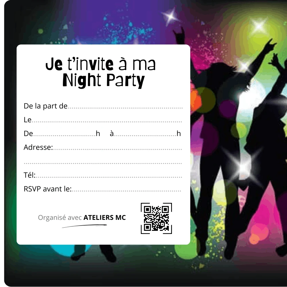 Aperçu du carton d'invitation Night Party
