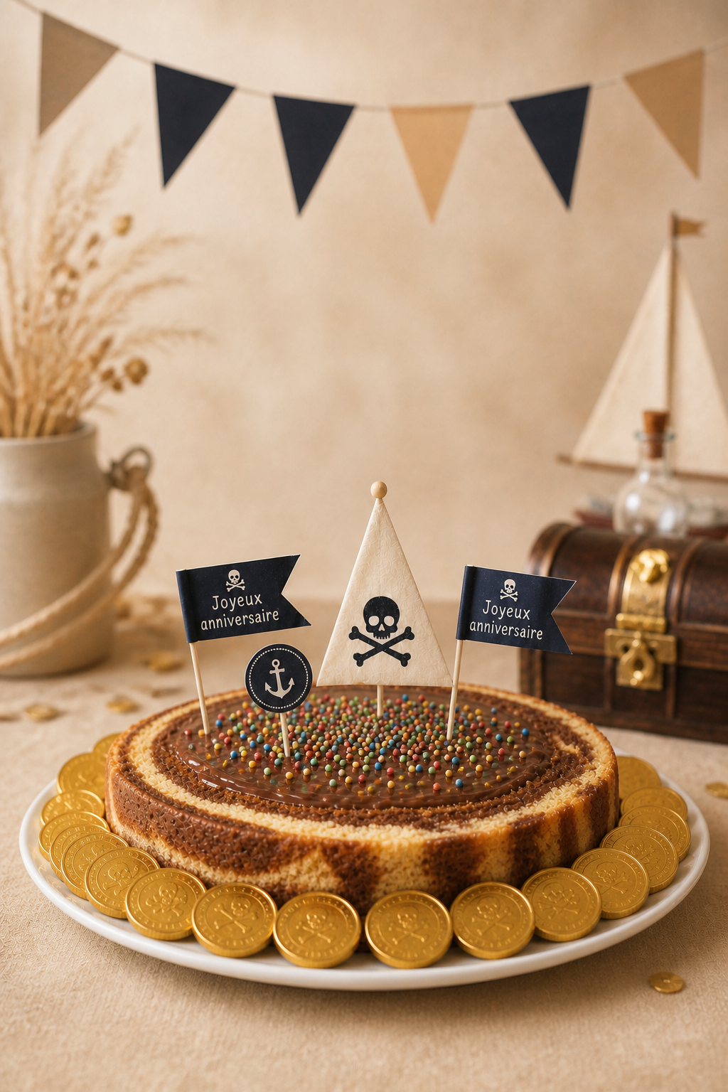 Gâteau d'anniversaire décoré sur le thème de la fête