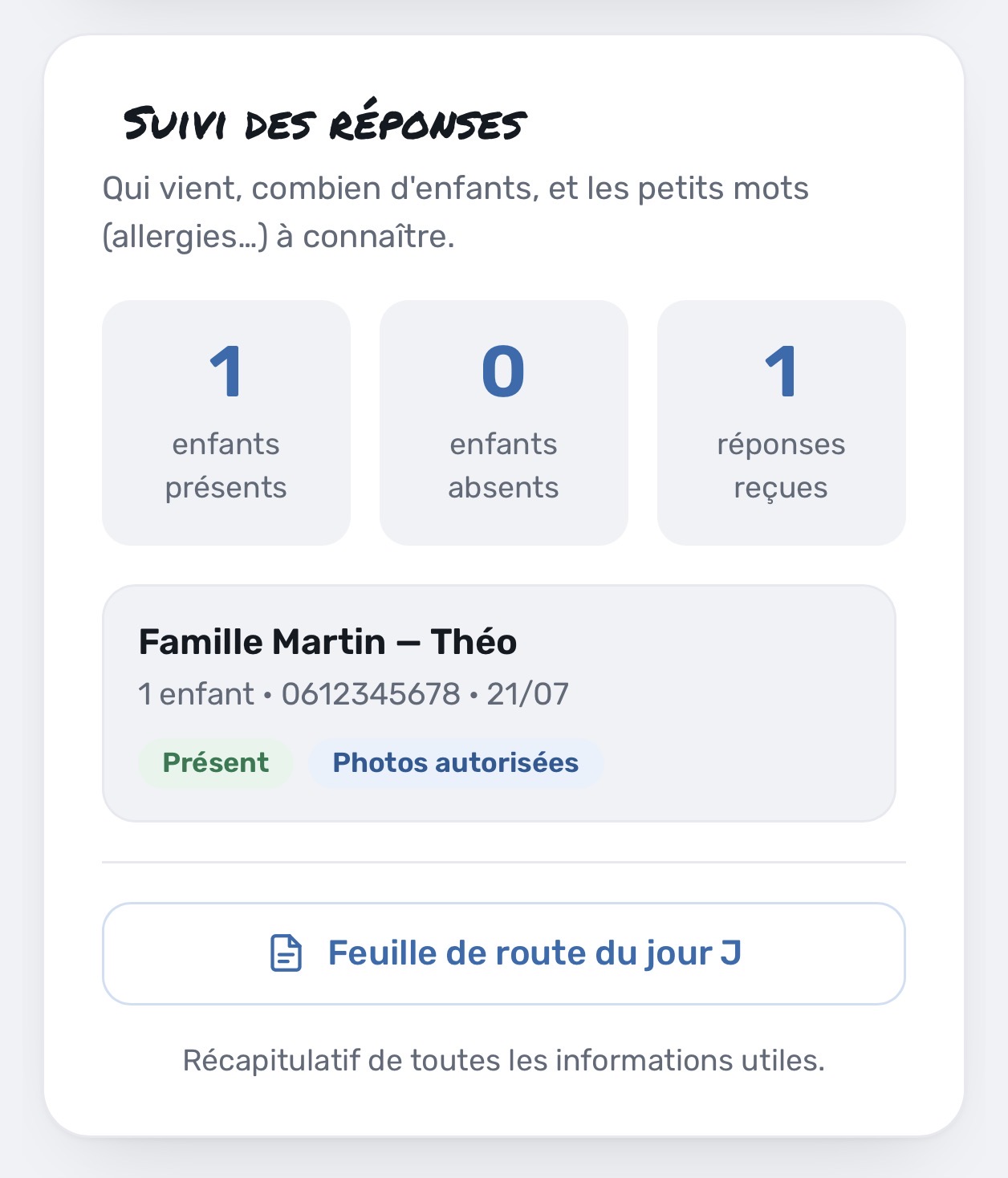 Le suivi des réponses des parents