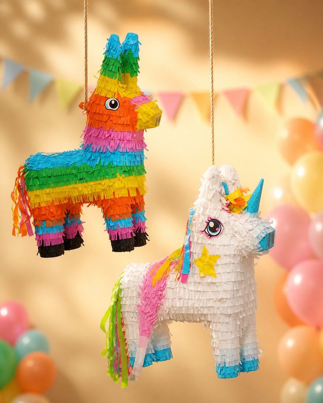 Les deux modèles de piñata : un âne et une licorne
